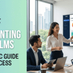 Team discussing a new LMS implementation strategy in a corporate meeting