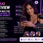 Digital illustration of a female content creator using the Alua platform to monetize content through subscriptions, premium fan clubs, paid messages, and exclusive creator tools, showcasing online income opportunities for creators.